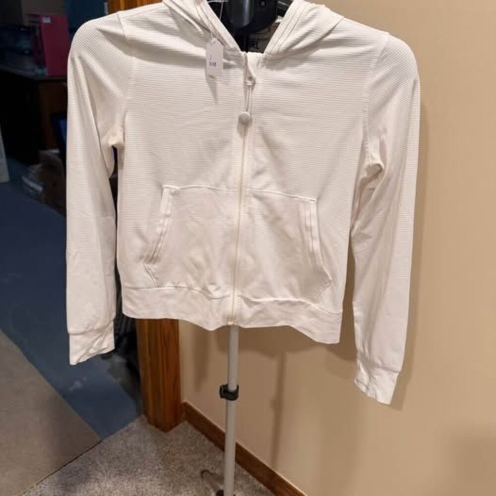 Girls Large Athleta Girl White Full-Zip Hoodie
